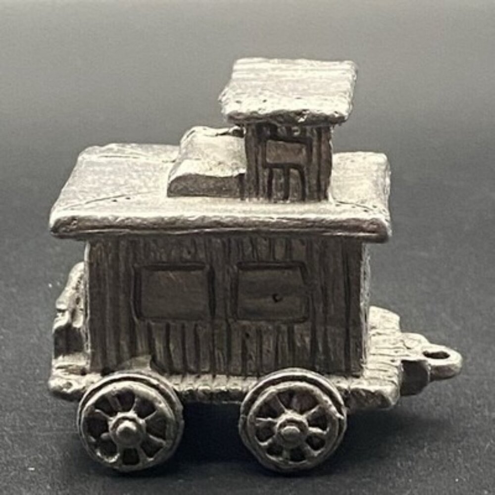 Michael Ricker RB 1986 5 Pc Pewter Train Set 9.5"L  Engine, 3 Flats & Caboose - Picture 14 of 16